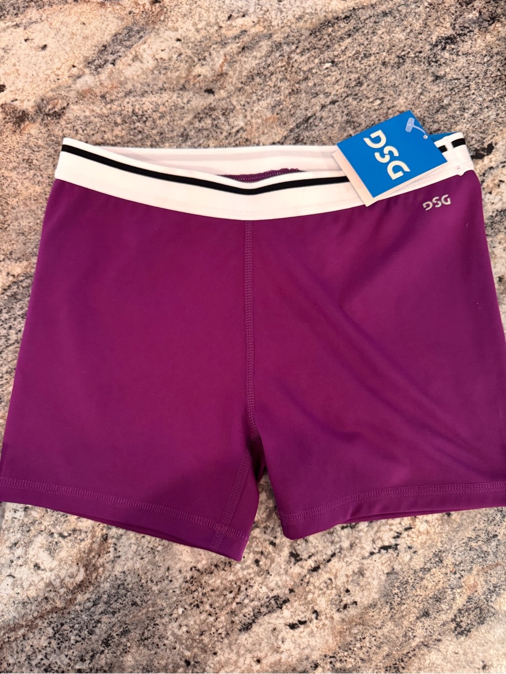 DSG Girls Purple Bike Shorts with White Stripe Waistband